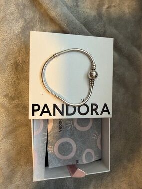 Pandora Silver Heart Clasp Snake Chain Bracelet
